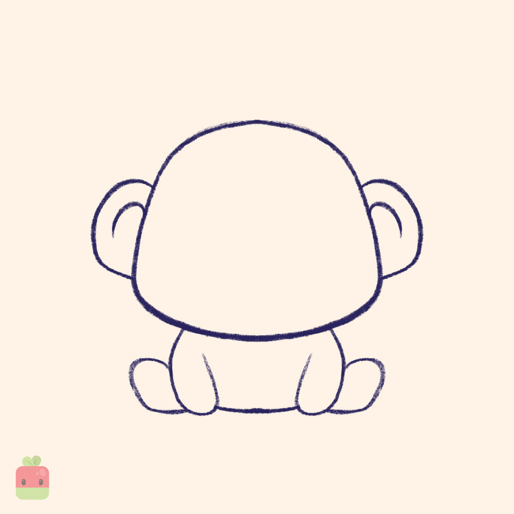 4. Draw the Limbs ∙ Sketch rough limb shapes - two small U shapes in the front and a two smaller C shapes on the sides of the body.