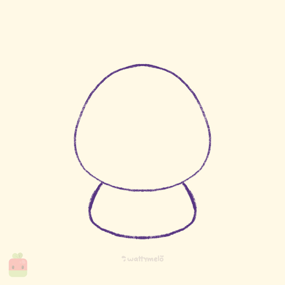 2. Draw the Body ∙ Create a horizontal C-shape beneath the head to form the capybara’s chibi body.