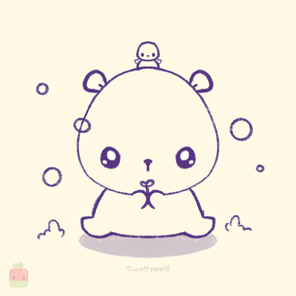 6. Add Cute Décor ∙ Sprinkle bubbles, or whatever makes you happy around your capybara to enhance the cuteness and fill the space. Additionally, you can draw some of the environment and an object for it to hold.