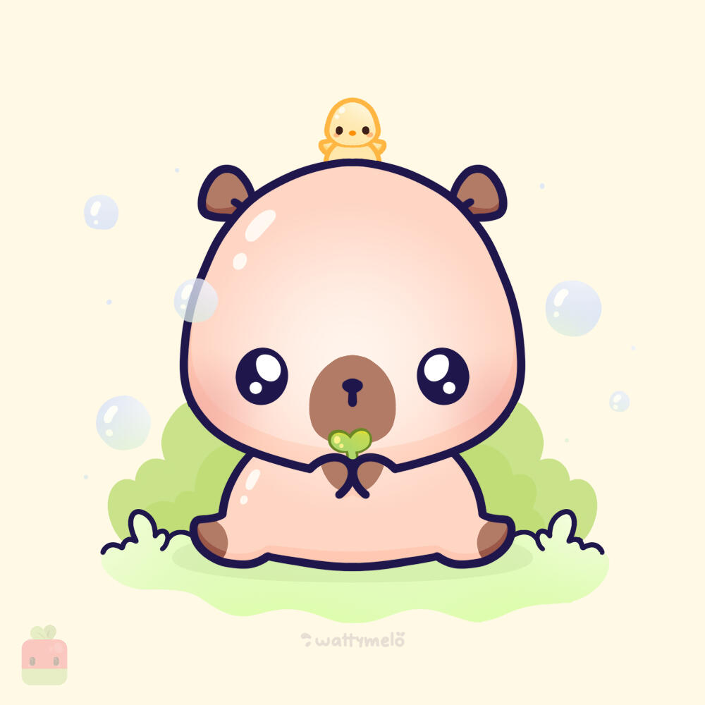 CONGRATULATIONS! You just completed the &quot;How to draw a cute capybara tutorial&quot;! I chose a lighter yellow for the ducky to make its linework stand out better.