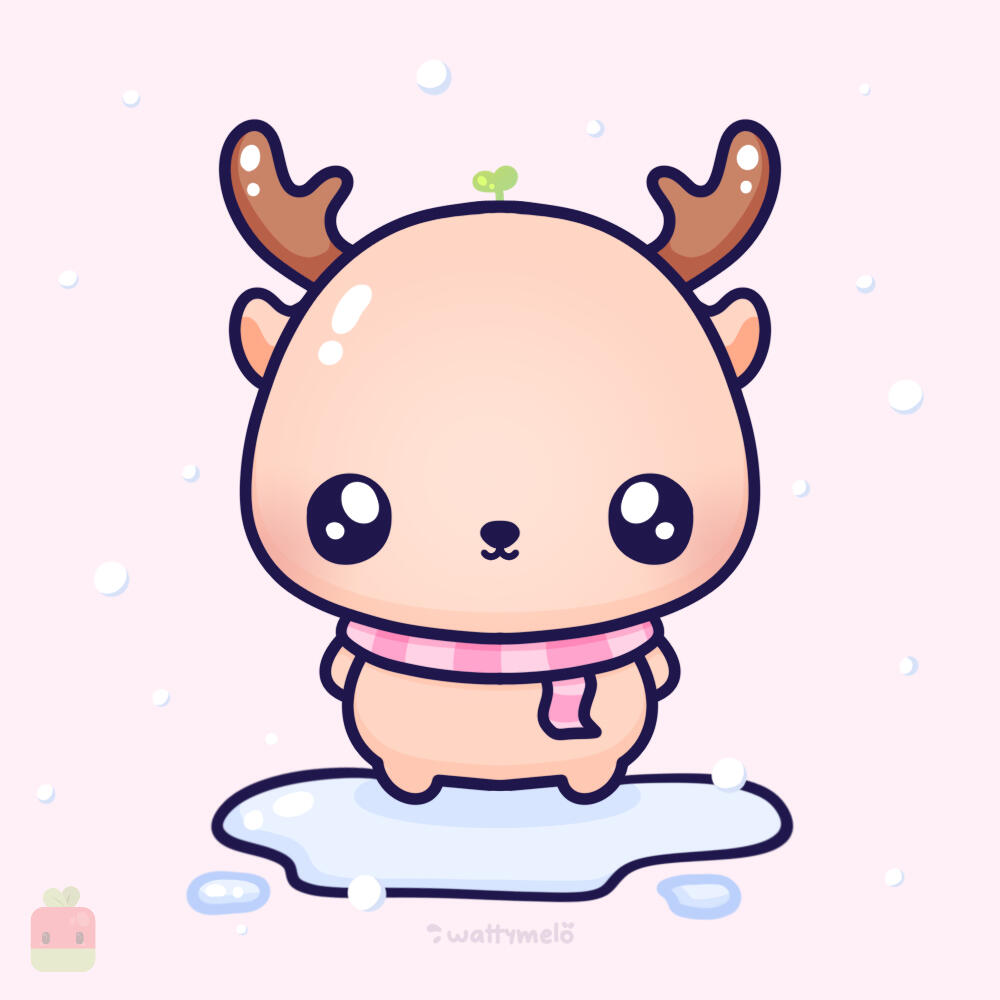 CONGRATULATIONS! You just completed the "How to draw a cute reindeer tutorial"! You can choose to add a touch of light blue shading to your snowflakes to make them stand out!
