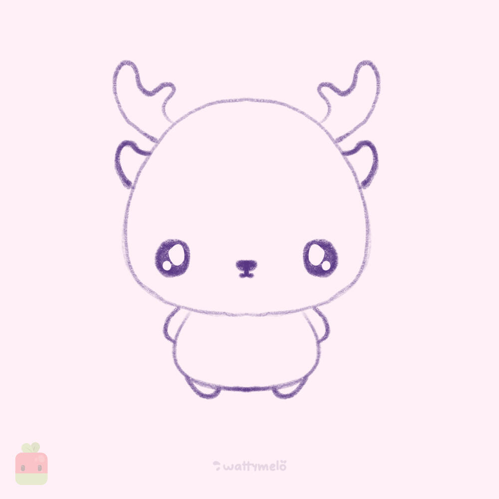 6. Add the Limbs ∙ For the limbs, draw four small C-shaped ovals (two on the sides and two on the bottom) connected to the body.