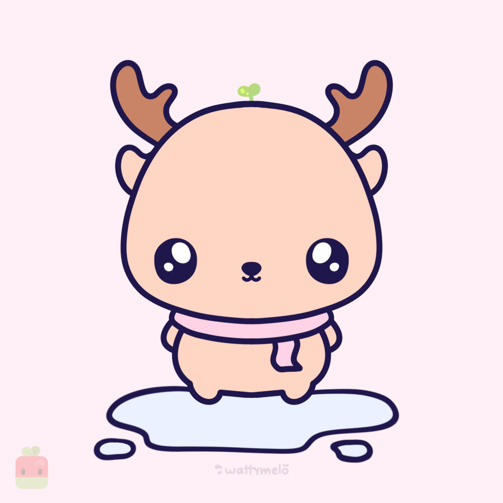 8. Base Color ∙ Use a warm light brown as the base color. Use a darker brown for the antlers. Use a soft pastel shade of your choice for the scarf, and a light shade of blue for the ice underneath.