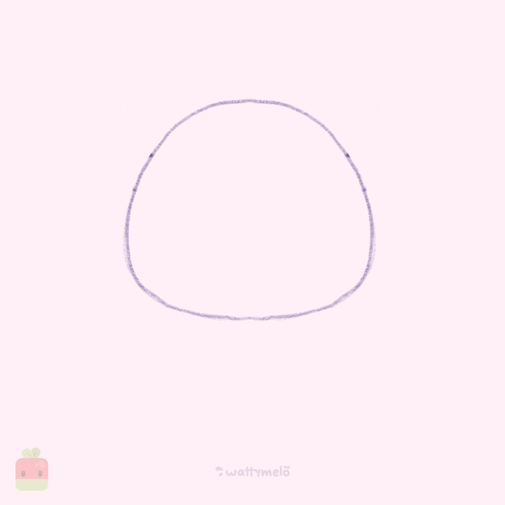 1. Draw the Head ∙ As always, begin by sketching a quick, basic squished oval shape to outline the size of your reindeer's head.