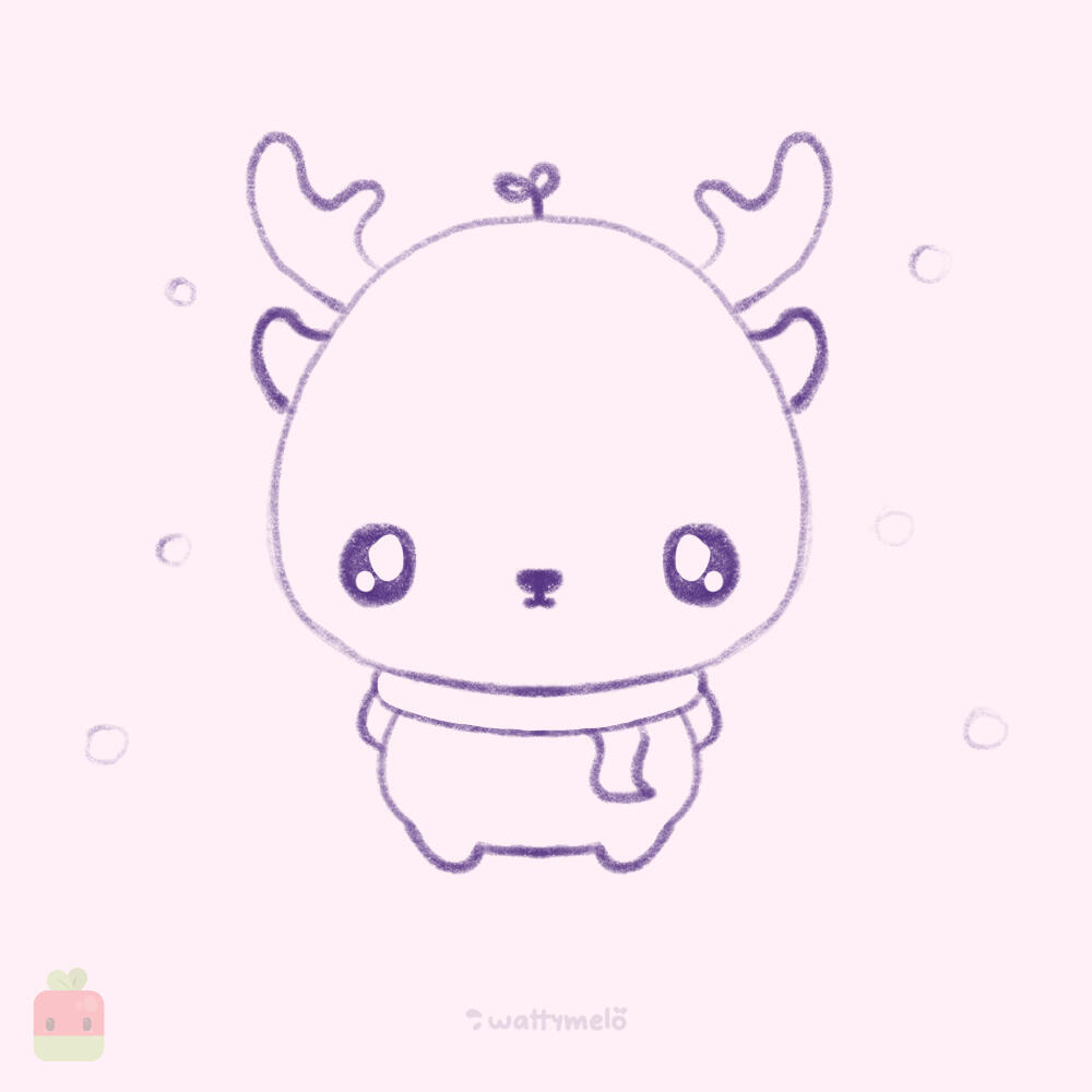 8. Add Cute Decor ∙ I added my signature sprout to the top of the reindeer’s head and sprinkled in some tiny snowflakes to complete the scene.