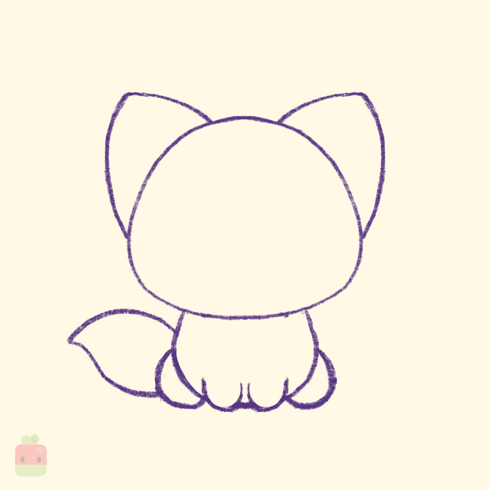4. Add the Tail ∙ Add a curvy, triangle-like shape on either the left or right side to form the fox’s tail.