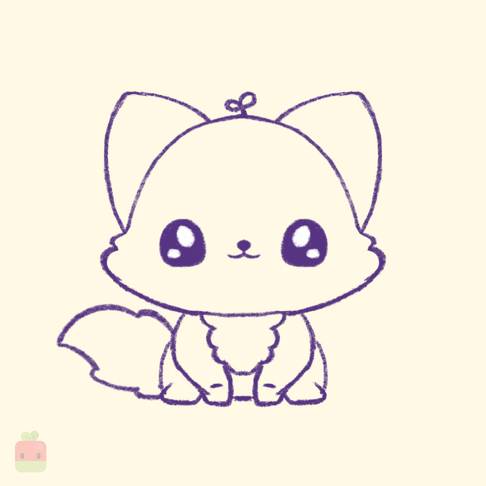 7. Adjust the Face and Add Final Touches ∙ Add your little go-to accessories (like my sprout), then draw some curvy lines on each side of the face to enhance its fluffiness and make it even cuter!