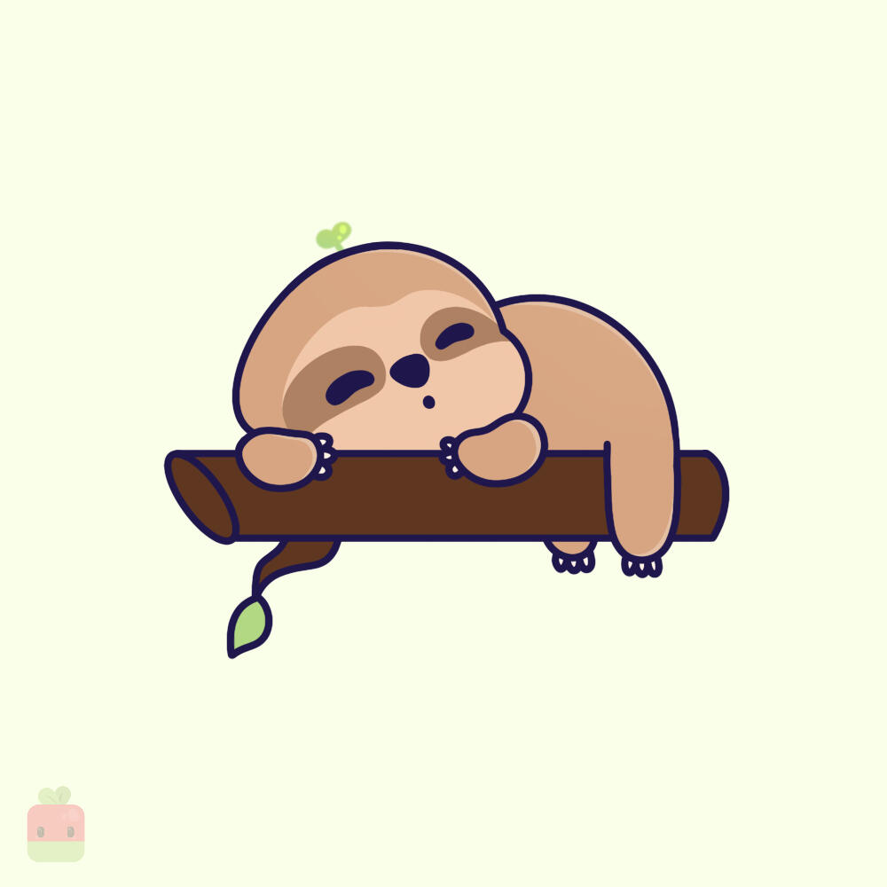 9. Highlights ∙ Use a soft brush to add gentle highlights on the head and buttocks. Then, switch to your usual linework brush to create more defined highlights along the edges of the sloth’s body for extra depth and dimension.