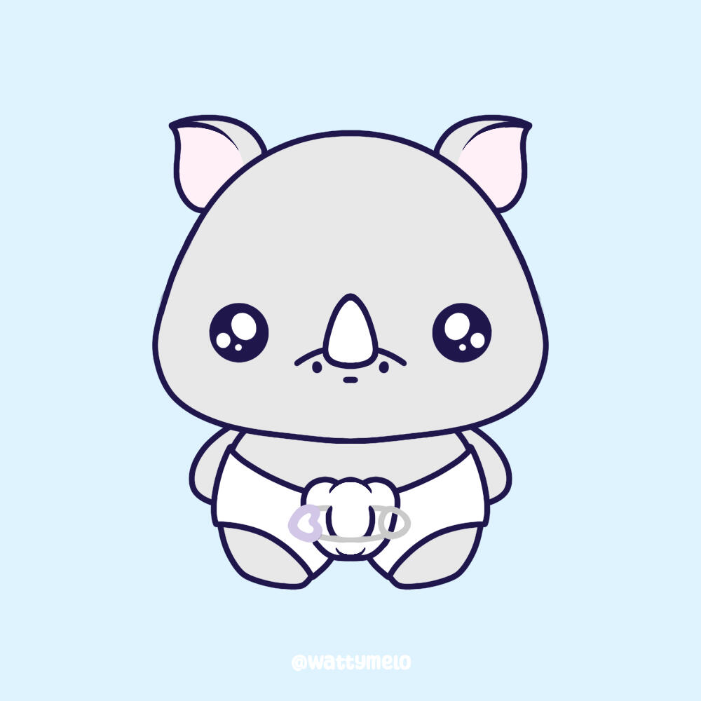 11. Add Base Color ∙ Use soft, pastel colors for a gentle vibe. I used a light grey for the rhino&#39;s body, and the good ol&#39; white for the rest.