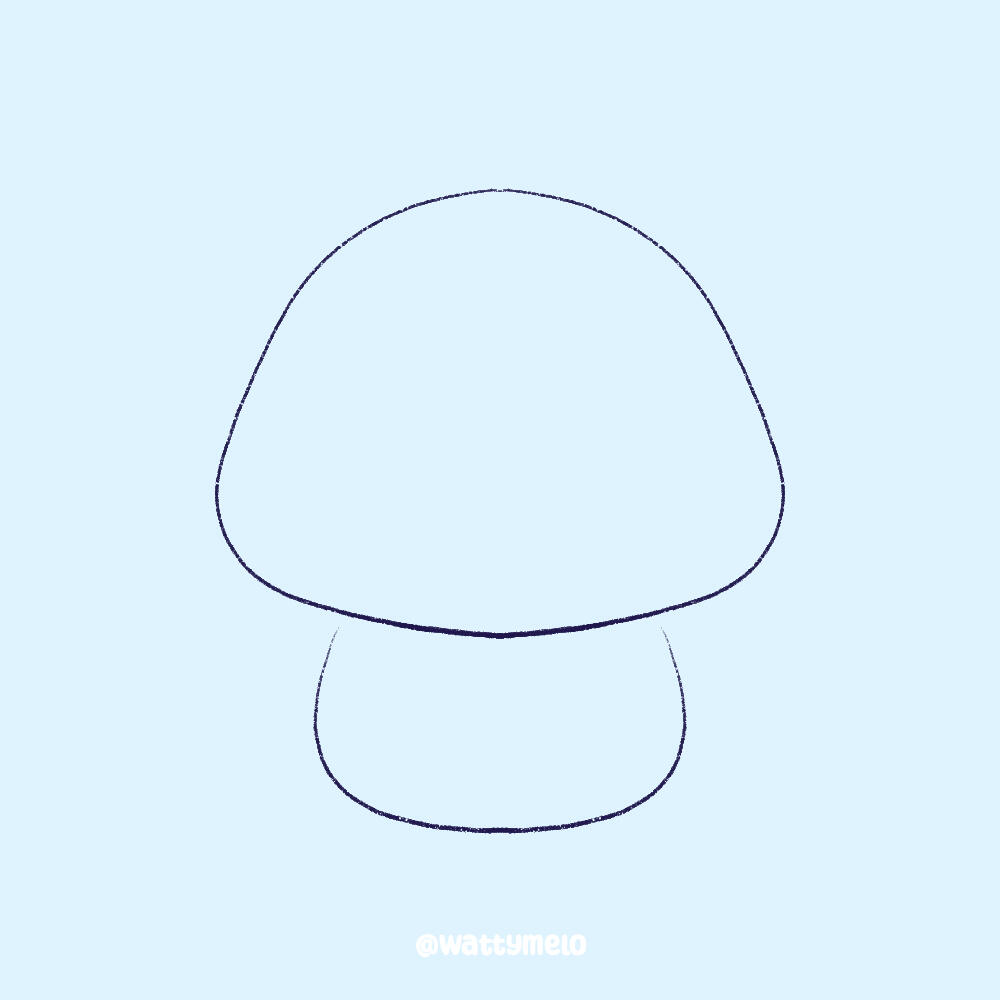 1. Outline the Head and Body ∙ Begin by sketching quick, basic shapes to outline the general placement and size of your rhino. Use a big squished circle for the head and a smaller U shape for the body.