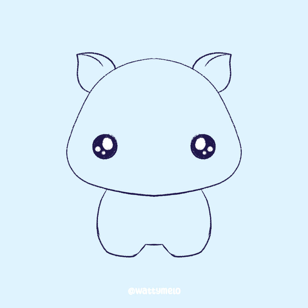 4. Draw the Eyes and Expression ∙ Add two large, circular eyes. You can make them shine with little white highlights.