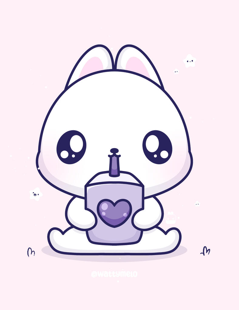 CONGRATULATIONS! You just completed the "How to draw an adorable bunny tutorial"! I decided to add little stars floating around and some soft grass indications.