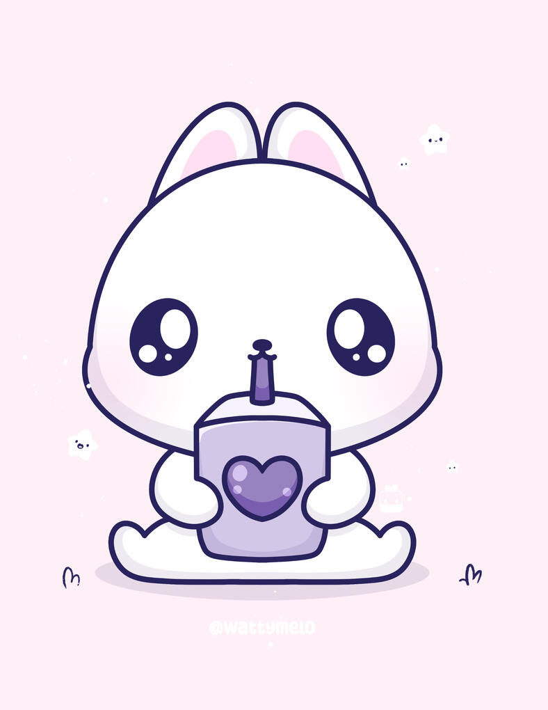CONGRATULATIONS! You just completed the "How to draw an adorable bunny tutorial"! I decided to add little stars floating around and some soft grass indications.