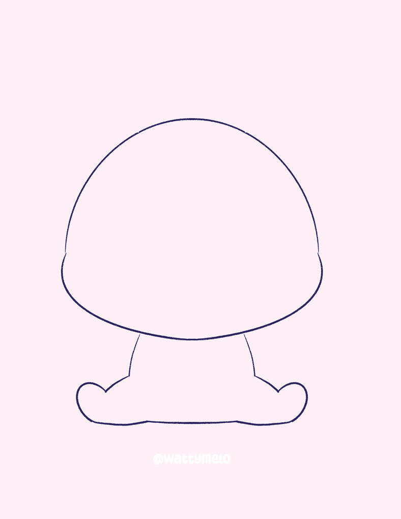 1. Outline the Head and Body ∙ Begin by sketching quick, basic shapes to outline the general placement and size of your bunny. Use a big squished circle for the head and a smaller U shape for the body to which you attach the legs.