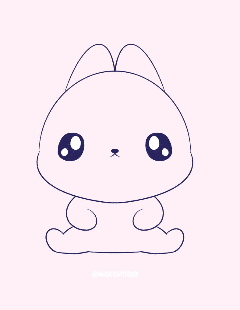4. Draw the Eyes and Expression ∙ Add two large, circular eyes. You can make them shine with little white highlights. Then add a tiny nose and mouth.