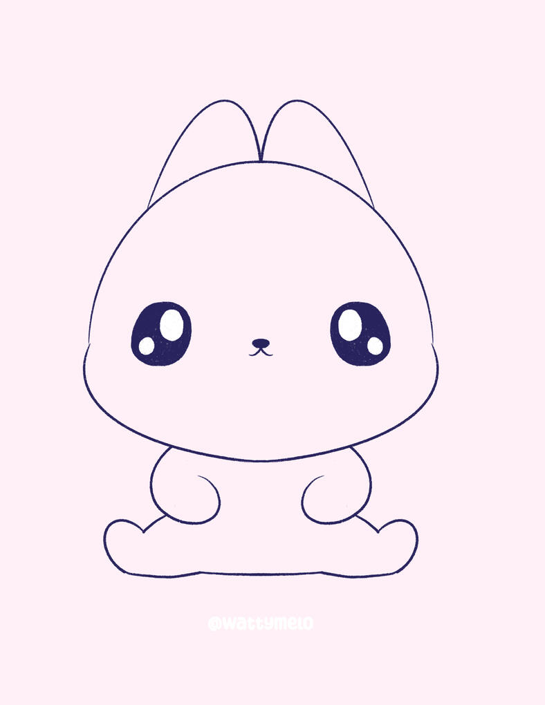 4. Draw the Eyes and Expression ∙ Add two large, circular eyes. You can make them shine with little white highlights. Then add a tiny nose and mouth.