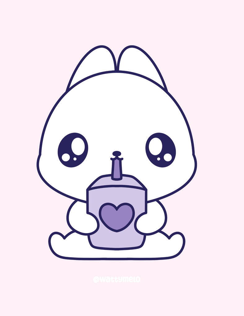 11. Add Base Color ∙ Use soft, pastel colors for a cute vibe. I used a white for the bunny's body (since Bubugum is white), and two different shades of purple for the box.